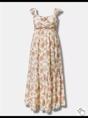 Torrid NWOT Sz 1  Cream Maxi Dress with Dusty Rose Floral